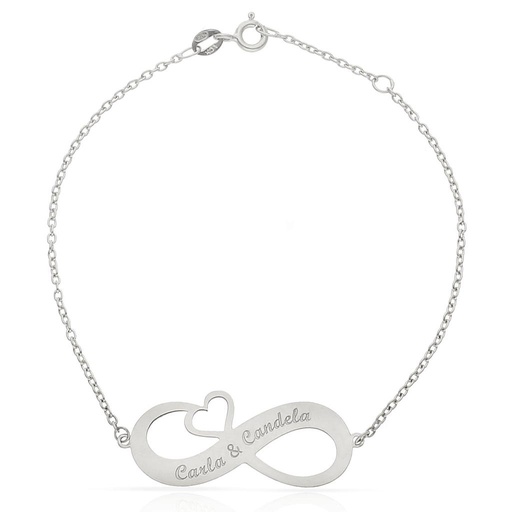 [PU1337] PULSERA ORO BLANCO 18KL INFINITO + CORAZON