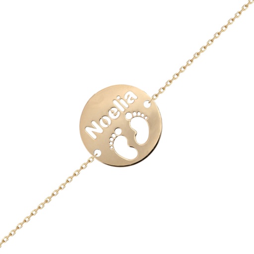 [PU1352] PULSERA ORO 18KL PIES + NOMBRE - 21MM