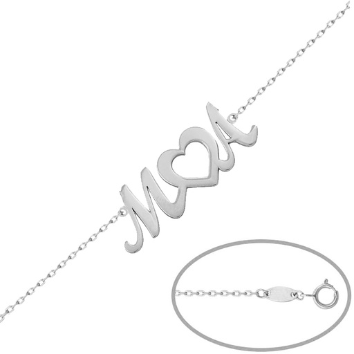 [PU1357] PULSERA ORO BLANCO 18KL INICIALES + CORAZON
