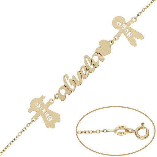 [PU1371] PULSERA ORO 18KL ABUELA + NIÑOS