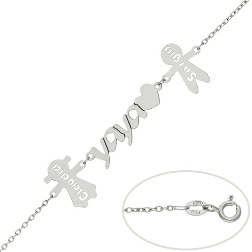 [PU1378] PULSERA ORO BLANCO 18KL YAYA + NIÑOS