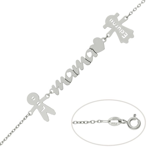[PU1379] PULSERA ORO BLANCO 18KL MAMA + NIÑOS