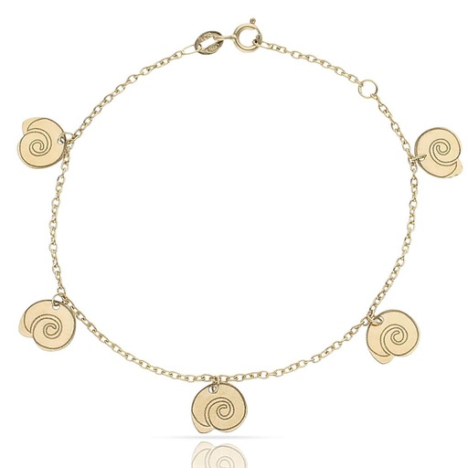 [PU1389] PULSERA ORO 18KL MINI CHARMS CARACOLAS