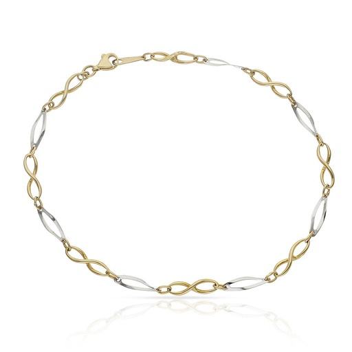 [PU1466] PULSERA ORO 18KL TOBILLERA BICOLOR