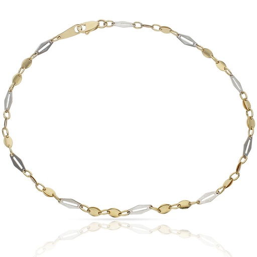 [PU1469] PULSERA ORO 18KL TOBILLERA BICOLOR