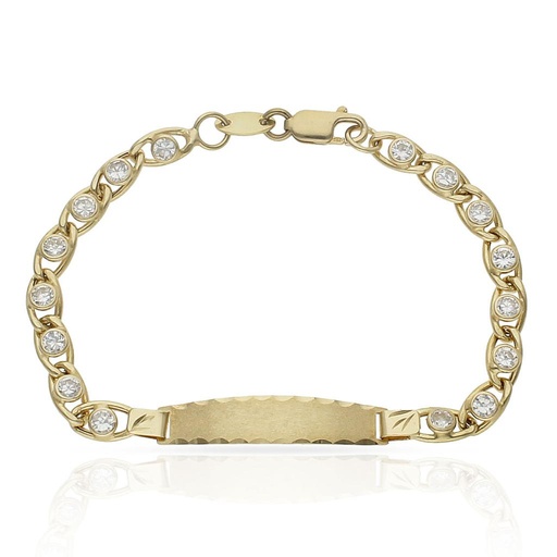 [PU278] PULSERA ORO 18KL CIRCONITAS PLACA