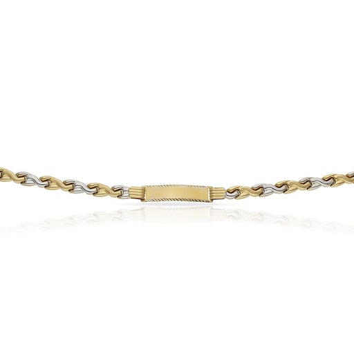 [PU292] PULSERA ORO 18KL BICOLOR PLACA