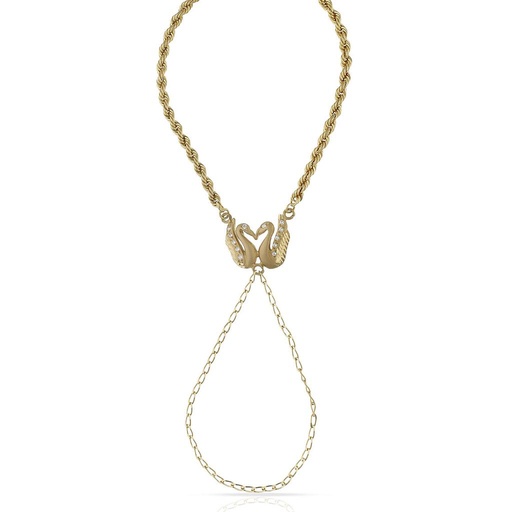 [PU542] PULSERA ORO 18KL DEDO CISNES CIRCONITAS