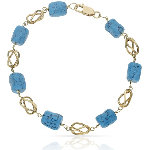 [PU598] PULSERA ORO 18KL TURQUESA Y JAULA