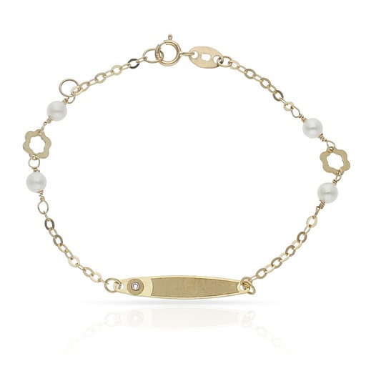 [PU765] PULSERA ORO 18KL PERLA Y CIRCONITA