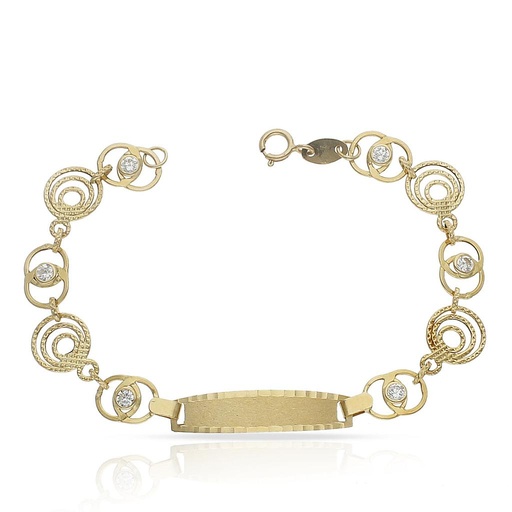 [PU980] PULSERA ORO 18KL TROQUELADA CIRCONITAS