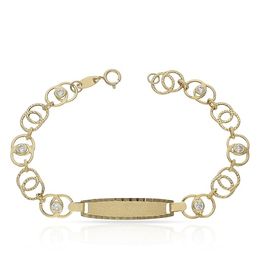 [PU983] PULSERA ORO 18KL TROQUELADA CIRCONITAS