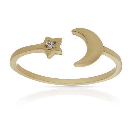 SORTIJA ORO 18KL LUNA + ESTRELLA CIRCONITA