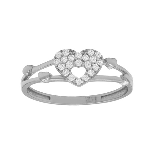 SORTIJA ORO BLANCO 18KL CORAZON CIRCONITAS