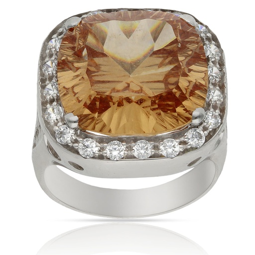 SORTIJA ORO BLANCO 18KL - PIEDRA CHAMPAN