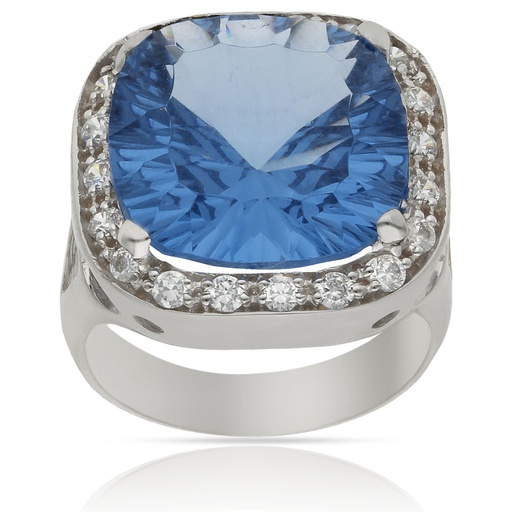 SORTIJA ORO BLANCO 18KL - PIEDRA AZUL