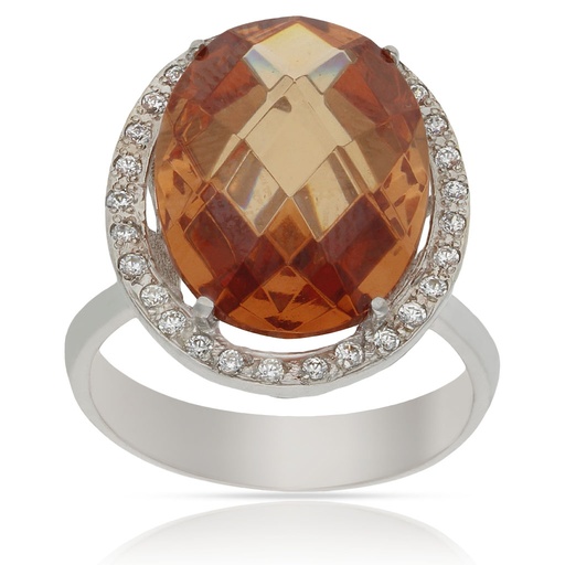 SORTIJA ORO BLANCO 18KL - PIEDRA CHAMPAN