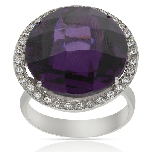 SORTIJA ORO BLANCO 18KL - PIEDRA VIOLETA