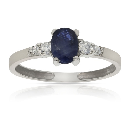 SORTIJA ORO BLANCO 18KL ZAFIRO FINO+CIRCONITAS