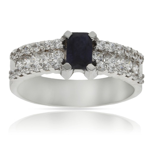 SORTIJA ORO BLANCO 18KL ZAFIRO FINO+CIRCONITAS