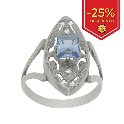 SORTIJA ORO BLANCO 18KL LANZADERA CIRCONITAS