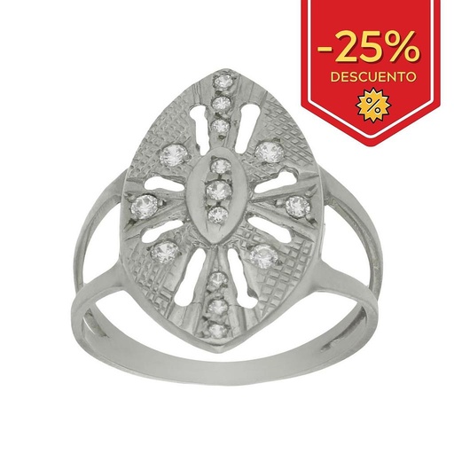 SORTIJA ORO BLANCO 18KL LANZADERA CIRCONITAS