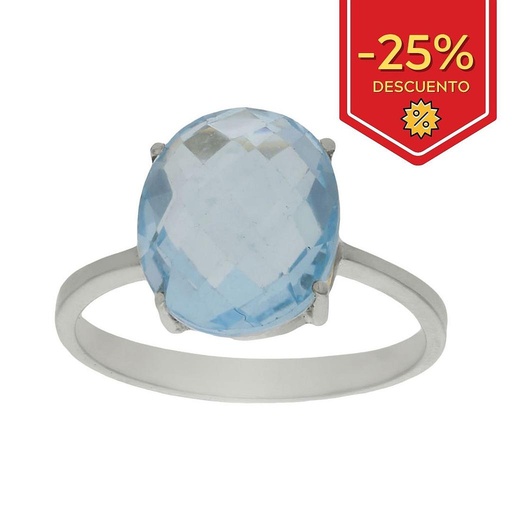 SORTIJA ORO BLANCO 18KL - PIEDRA AZUL