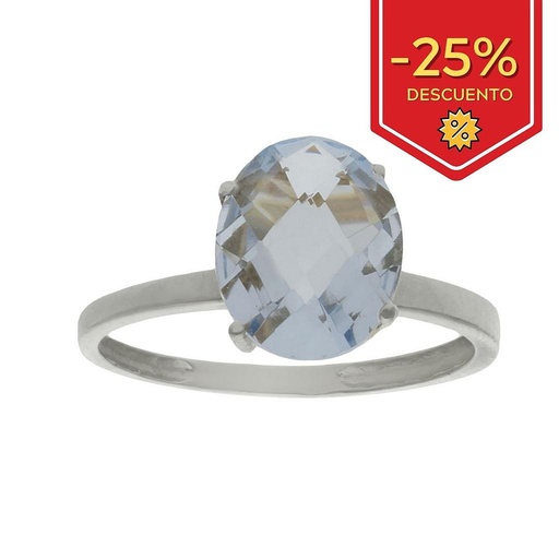 SORTIJA ORO BLANCO 18KL - PIEDRA AZUL