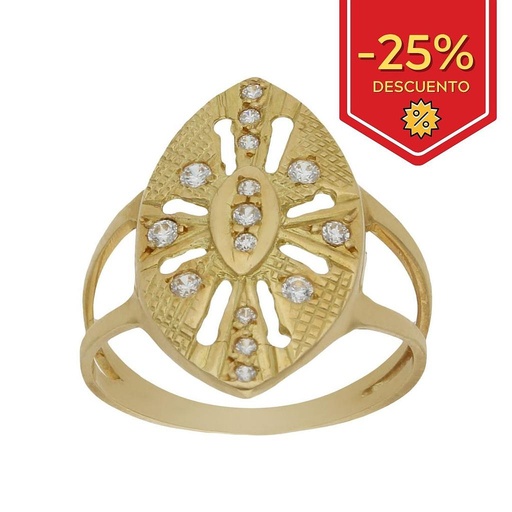 SORTIJA ORO 18KL LANZADERA CIRCONITAS