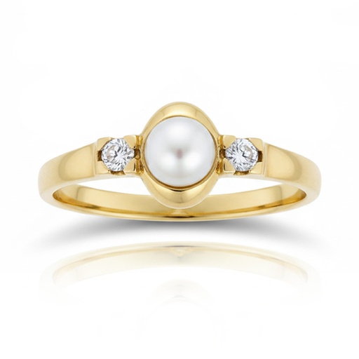 SORTIJA ORO 18KL P. CULTIVADA + CIRCONITAS