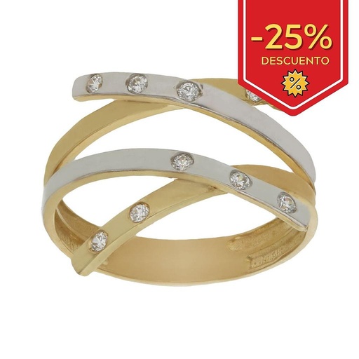 SORTIJA BICOLOR ORO 18KL CIRCONITAS