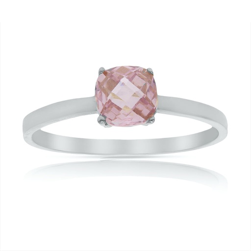 SORTIJA ORO BLANCO 18KL - PIEDRA ROSA