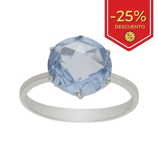 SORTIJA ORO BLANCO 18KL PIEDRA AZUL