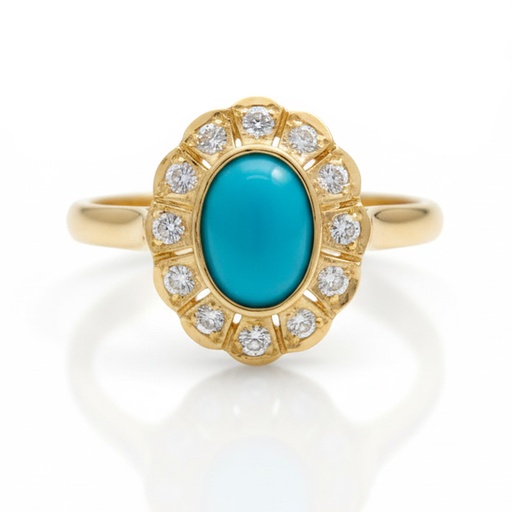 SORTIJA ORO 18KL TURQUESAS SINTETICAS