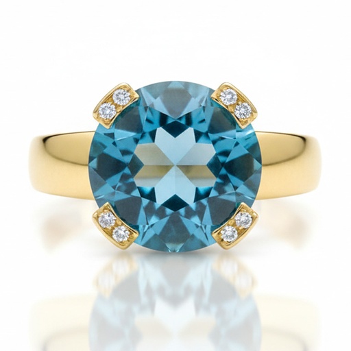 SORTIJA ORO 18KL CIRCONITAS + PIEDRA COLOR