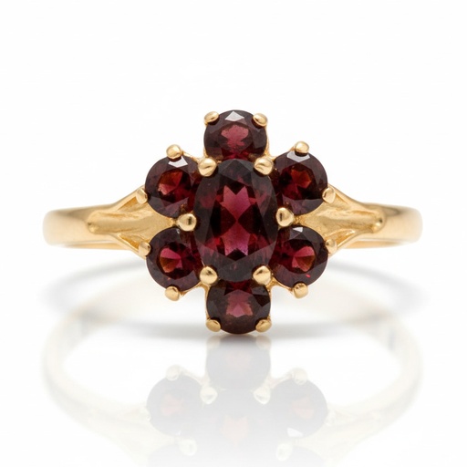 SORTIJA ORO 18KL GRANATE