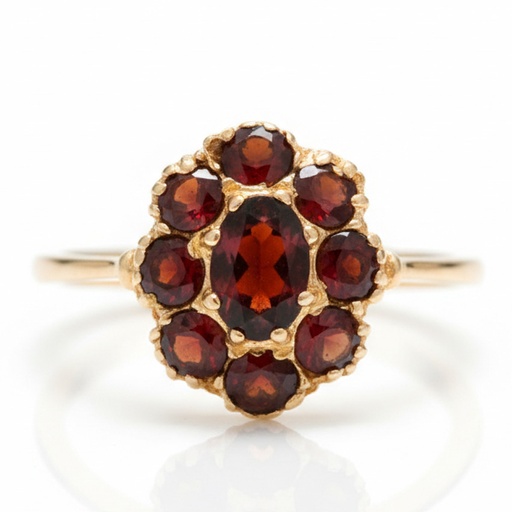 SORTIJA ORO 18KL GRANATE