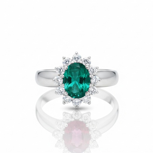 SORTIJA ORO 18KL BLANCO ESMERALDA