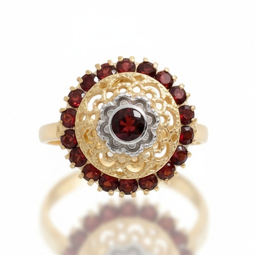 SORTIJA ORO 18KL GRANATE