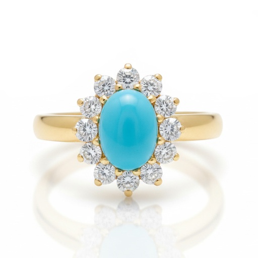 SORTIJA ORO 18KL TURQUESA SINTETICA