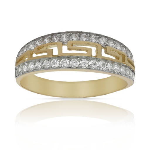 SORTIJA ORO 18KL GRECA CIRCONITAS