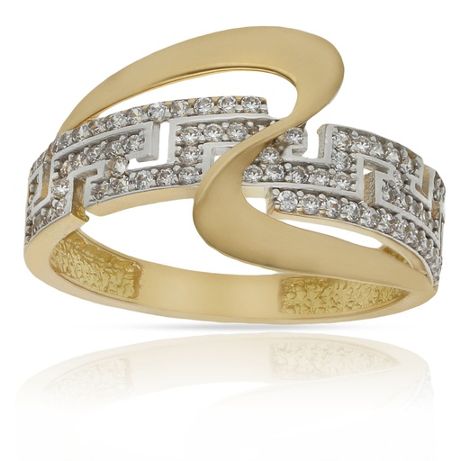 SORTIJA ORO 18KL GRECA CIRCONITAS