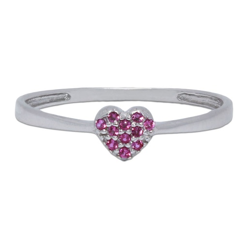 SORTIJA CORAZON ORO BLANCO 18KL - ROJO