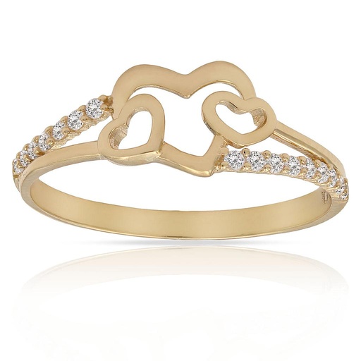 SORTIJA ORO 18KL CIRCONITAS CORAZONES