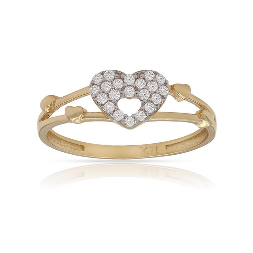 SORTIJA ORO 18KL CORAZON CIRCONITAS