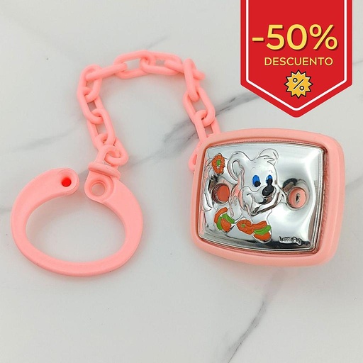 [3364] PORTACHUPETE RATITA "ROSA" PLATA BILAMINADA