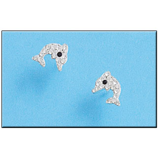 [AG1202] PENDIENTE PLATA 925MM DELFIN CIRCONITAS