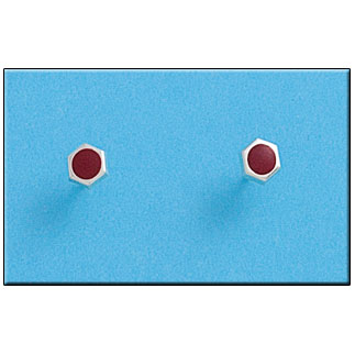 [AG1265] PENDIENTE PLATA 925MM HEXAGONAL ROJO