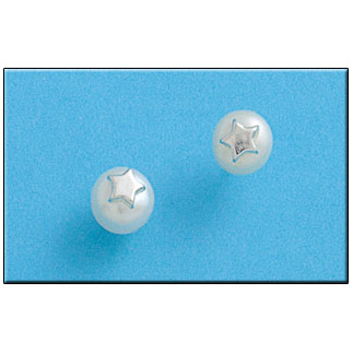 [AG1270] PENDIENTE PLATA 925MM ESTRELLA PERLA