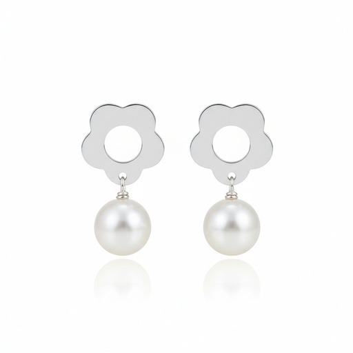 [AG1274] PENDIENTES PLATA 925MM FLOR + PERLA